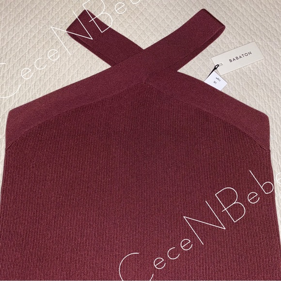 ❤️ ARITZIA Rich Maroon (Bordeaux / Wine) - LARGE - Sculpt Knit Criss Cross Dress - Picture 2 of 16